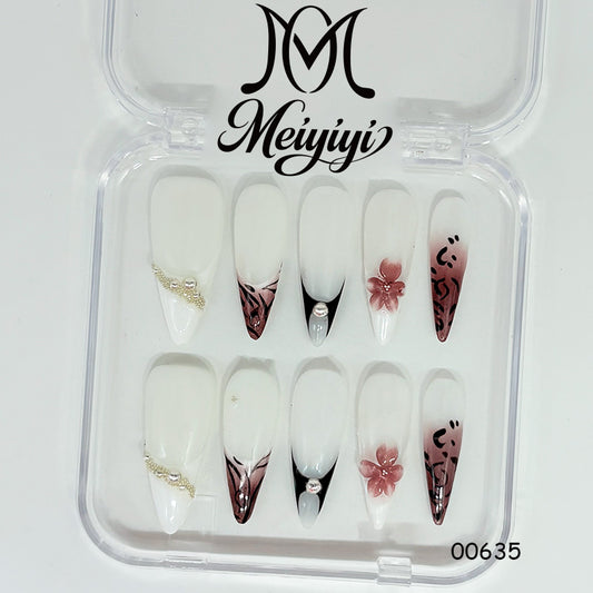 00635-MYY's designer original high-end design customized luxury hand-painted wearable nail art