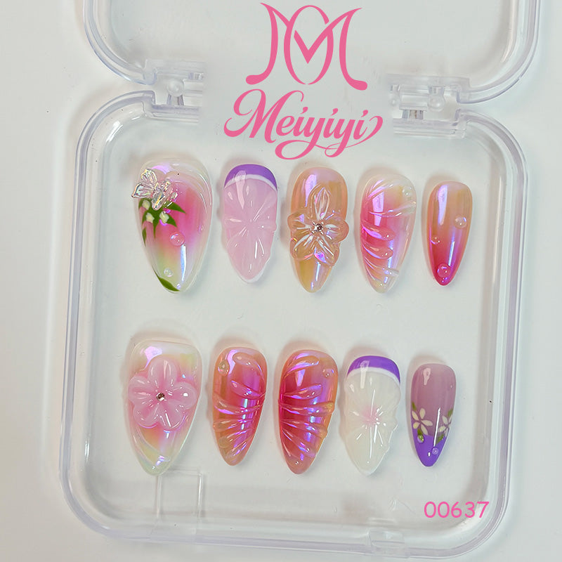 00637-MYY's designer original high-end design customized luxury hand-painted wearable nail art