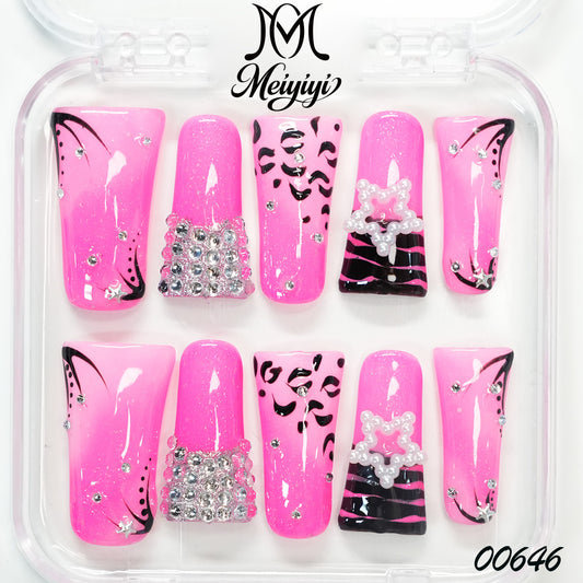 00646-MYY's designer original high-end design customized luxury hand-painted wearable nail art