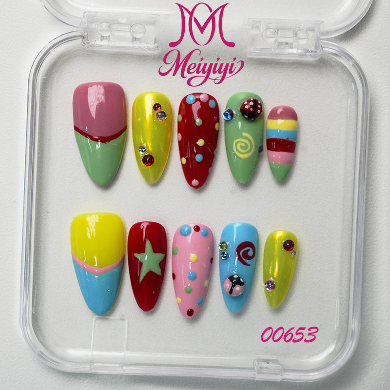 00653-MYY's designer original high-end design customized luxury hand-painted wearable nail art