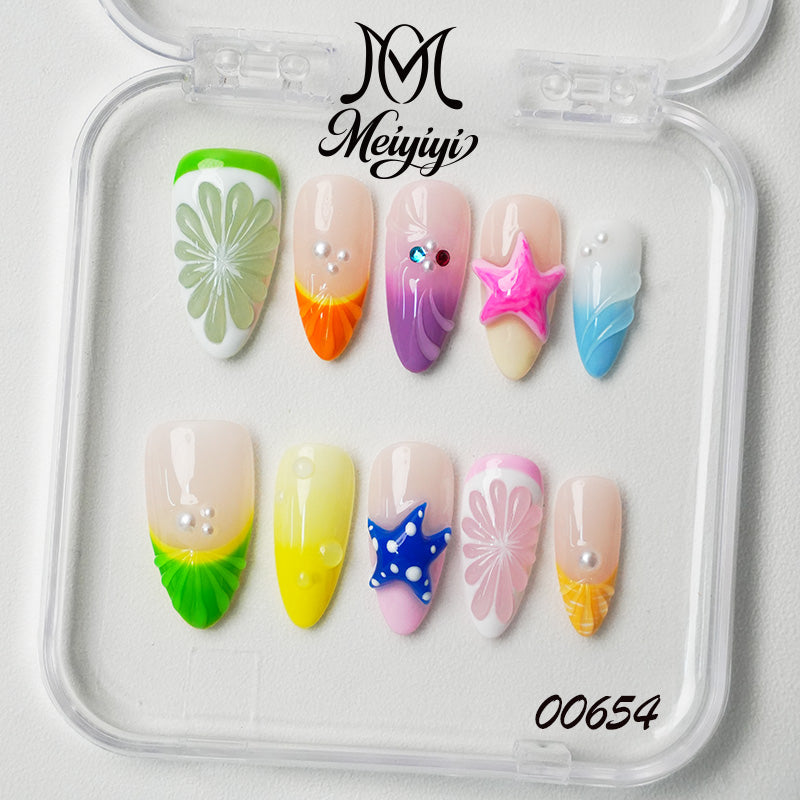00654-MYY's designer original high-end design customized luxury hand-painted wearable nail art