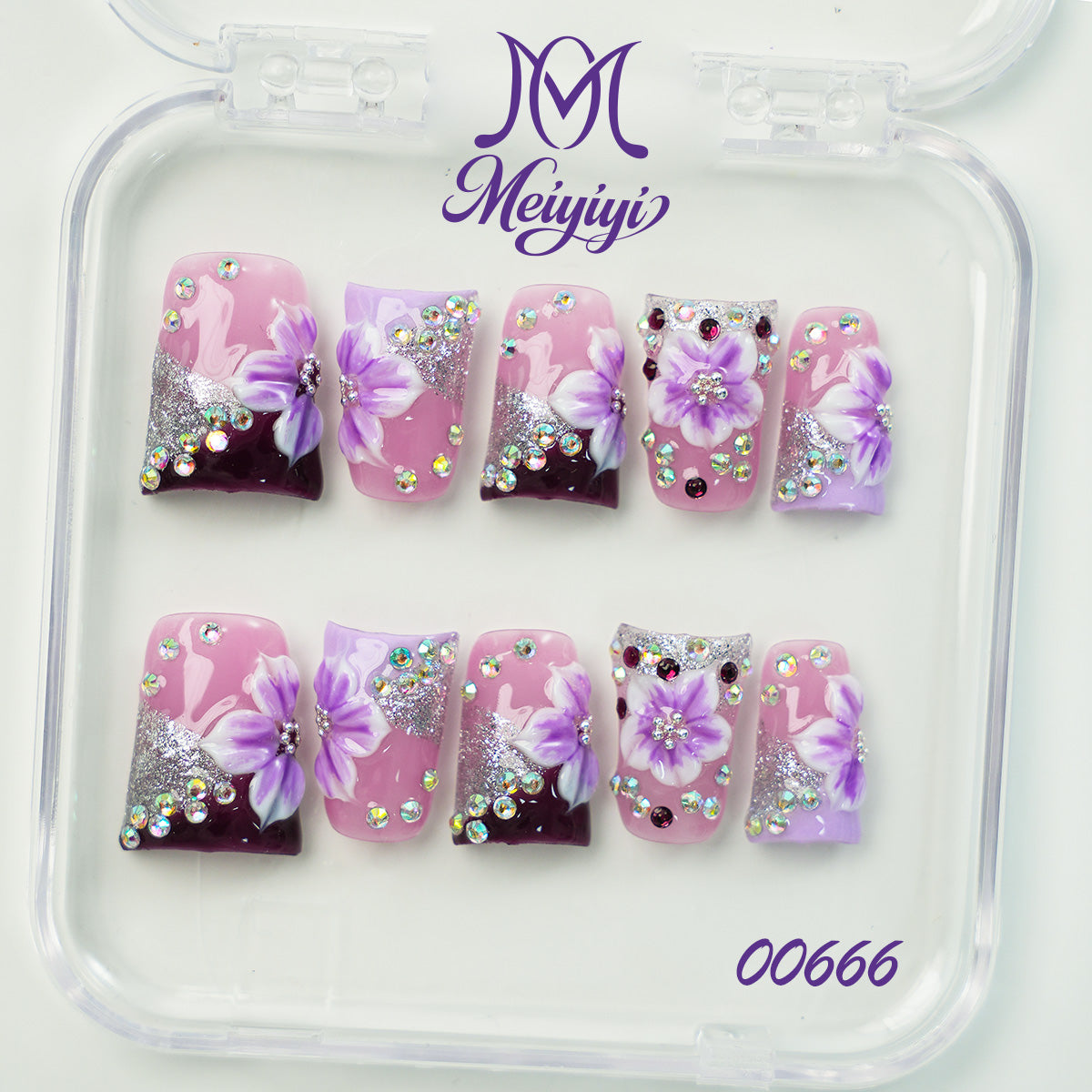 00666-MYY's designer original high-end design customized luxury hand-painted wearable nail art
