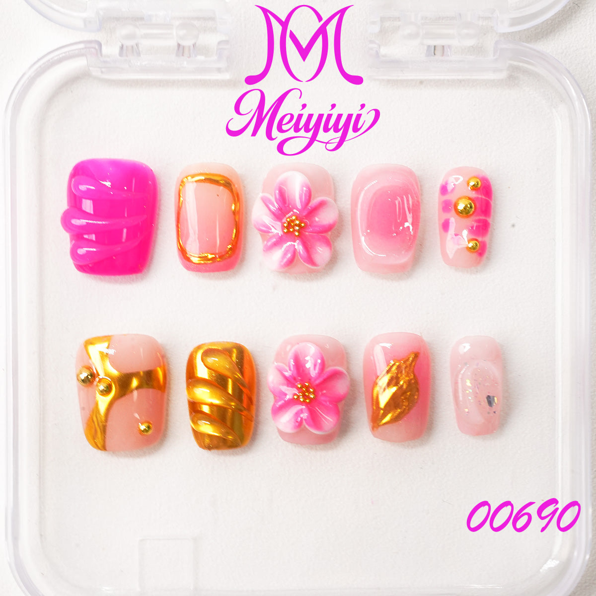 00690-MYY's designer original high-end design customized luxury hand-painted wearable nail art