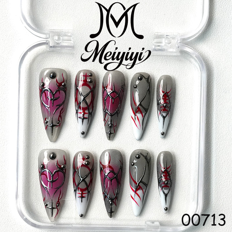 00713-MYY's designer original high-end design customized luxury hand-painted wearable nail art