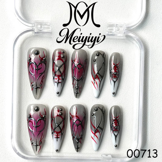 00713-MYY's designer original high-end design customized luxury hand-painted wearable nail art