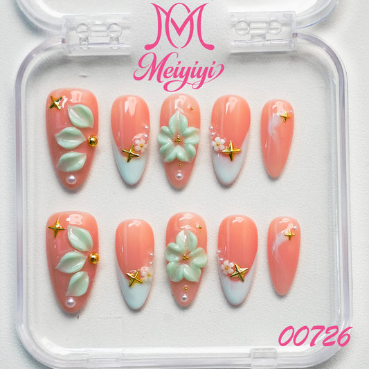 00726-MYY's designer original high-end design customized luxury hand-painted wearable nail art