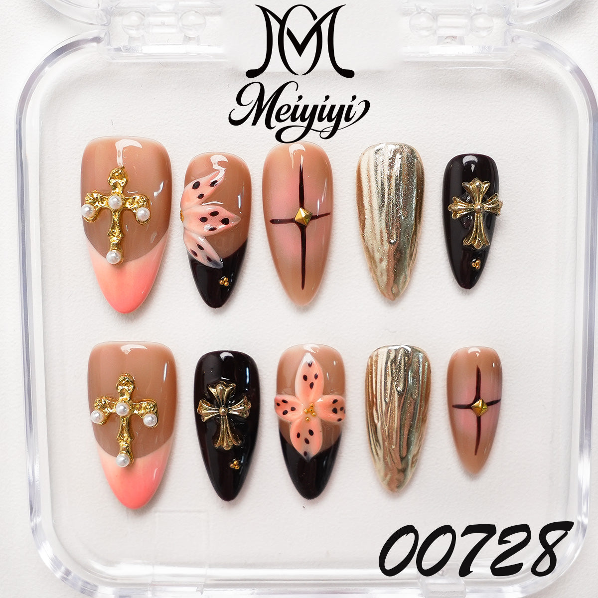 00728-MYY's designer original high-end design customized luxury hand-painted wearable nail art