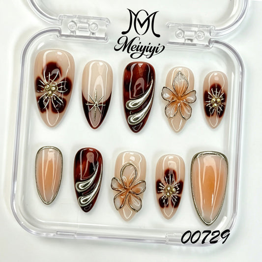 00729-MYY's designer original high-end design customized luxury hand-painted wearable nail art