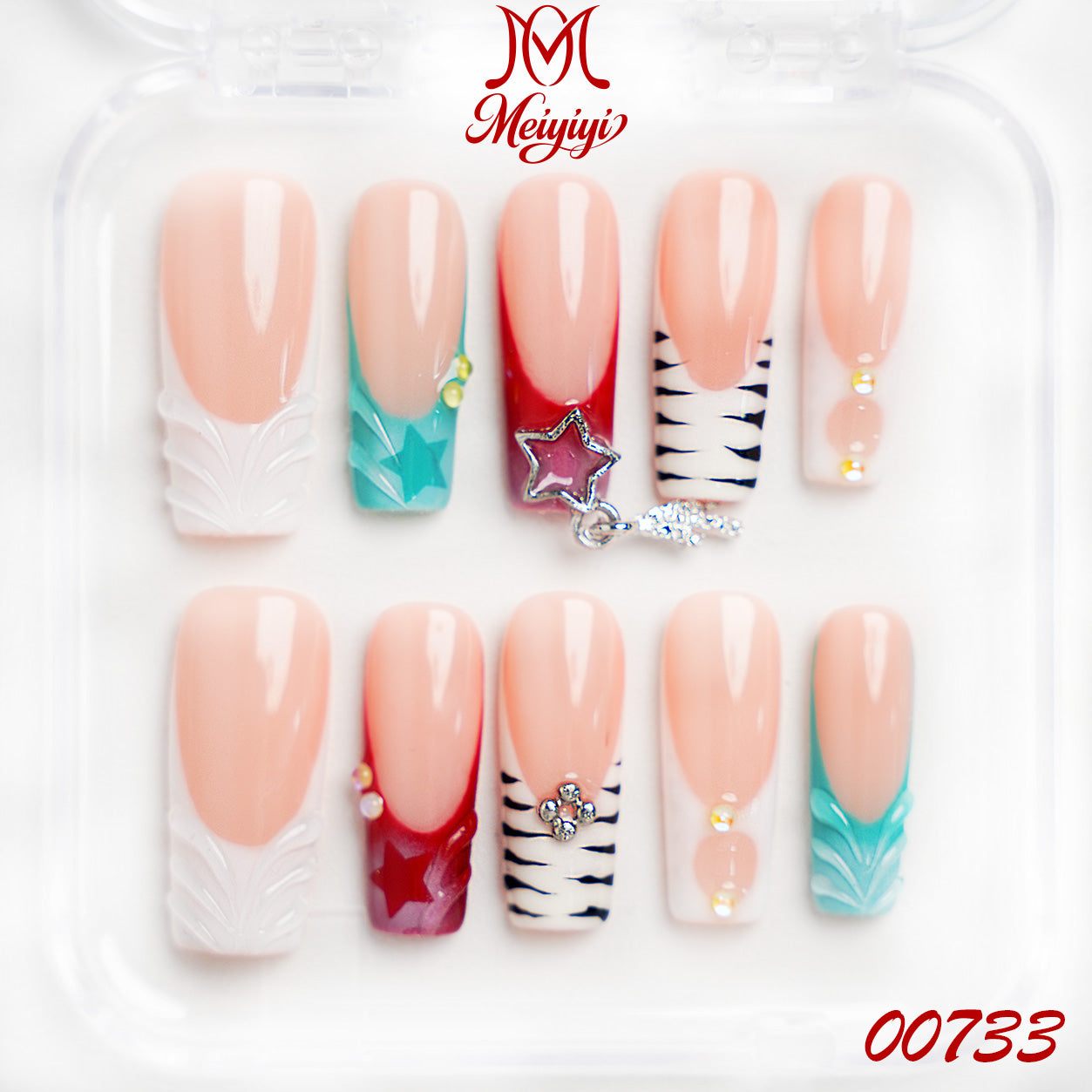 00733-MYY's designer original high-end design customized luxury hand-painted wearable nail art