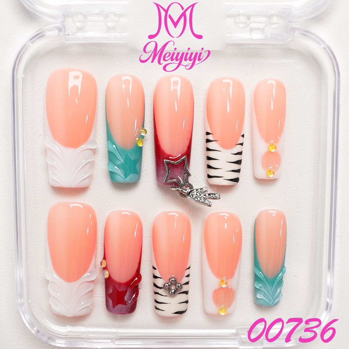 00736-MYY's designer original high-end design customized luxury hand-painted wearable nail art