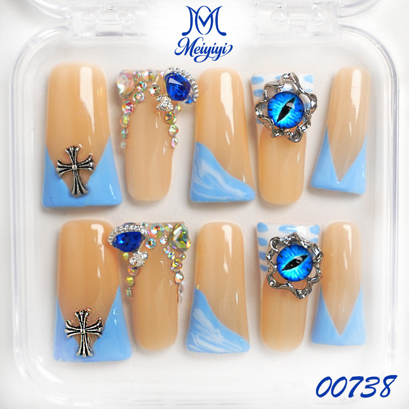 00738-MYY's designer original high-end design customized luxury hand-painted wearable nail art