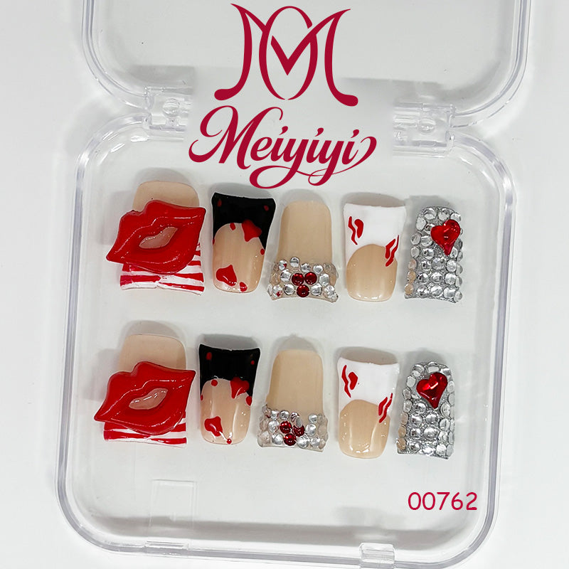 00762-MYY's designer original high-end design customized luxury hand-painted wearable nail art