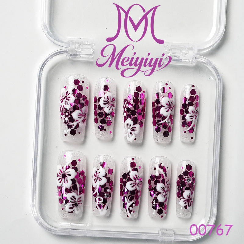 00767-MYY's designer original high-end design customized luxury hand-painted wearable nail art