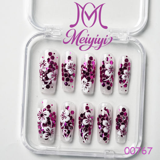 00767-MYY's designer original high-end design customized luxury hand-painted wearable nail art