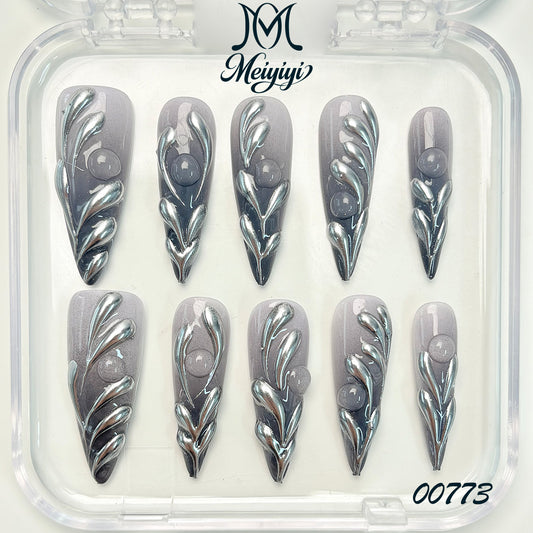 00773-MYY's designer original high-end design customized luxury hand-painted wearable nail art
