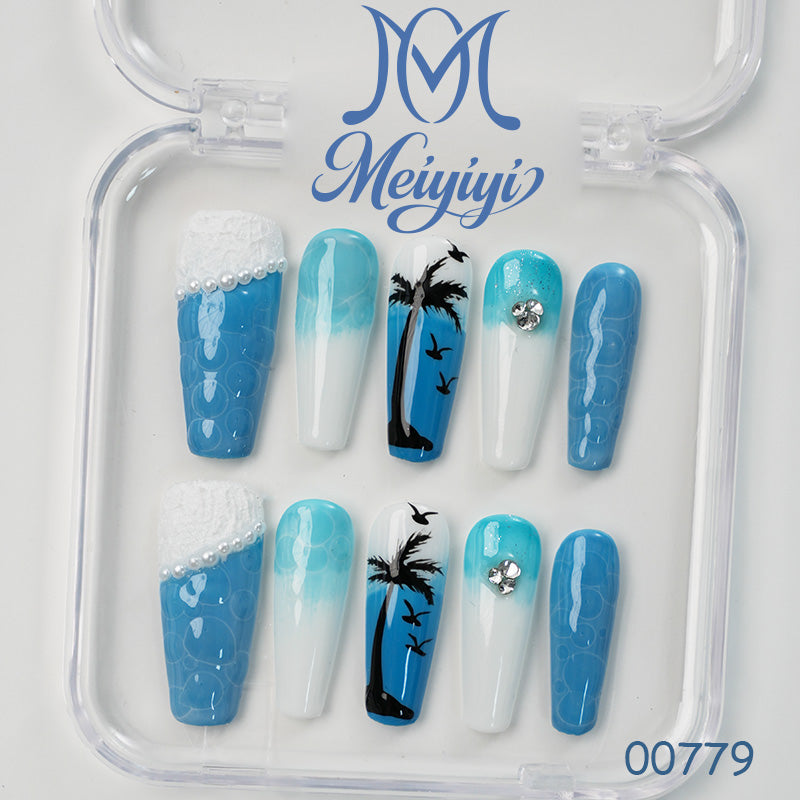 00779-MYY's designer original high-end design customized luxury hand-painted wearable nail art