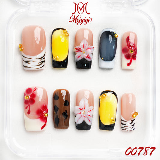 00787-MYY's designer original high-end design customized luxury hand-painted wearable nail art