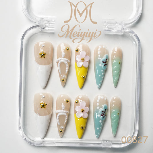 00827-MYY's designer original high-end design customized luxury hand-painted wearable nail art