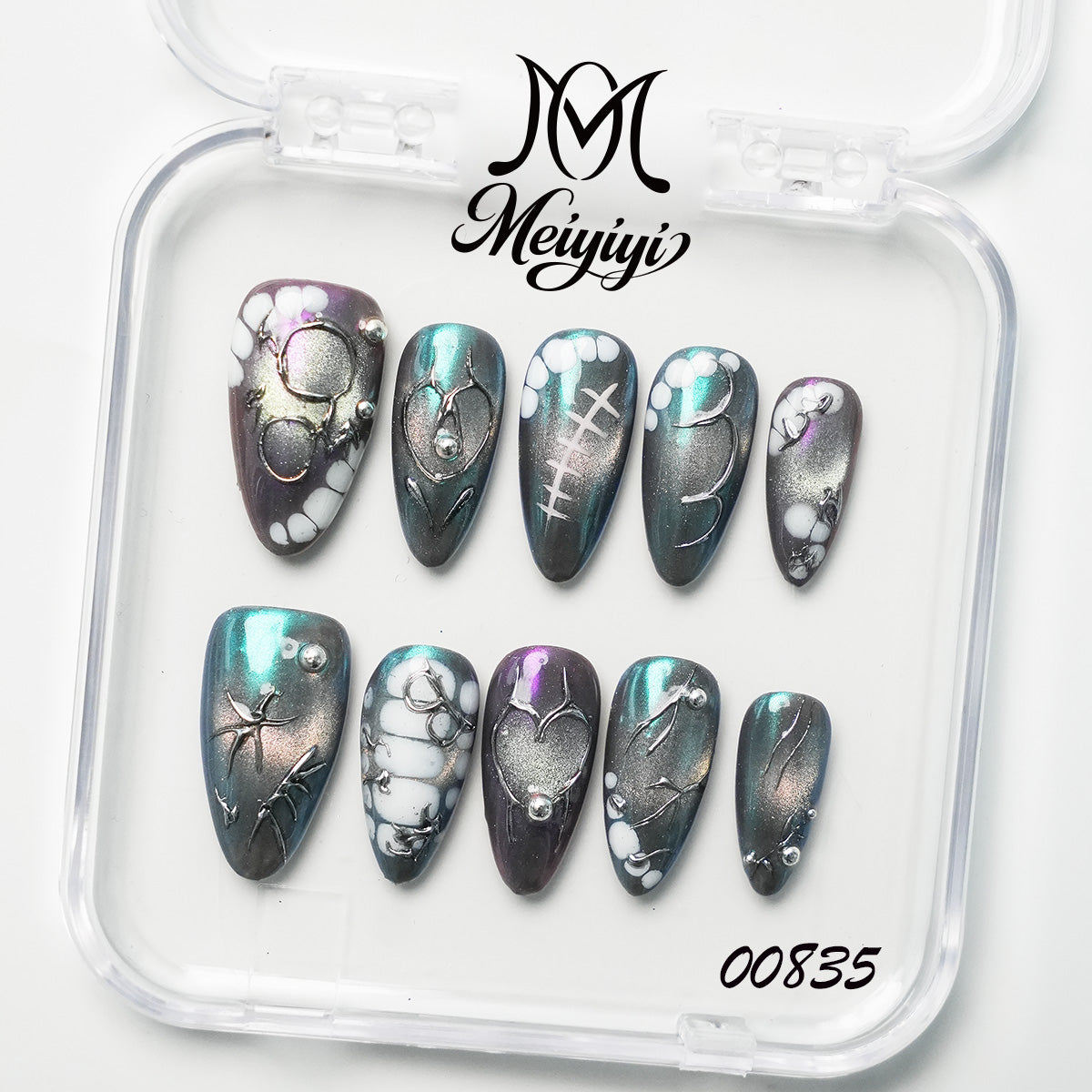 00835-MYY's designer original high-end design customized luxury hand-painted wearable nail art