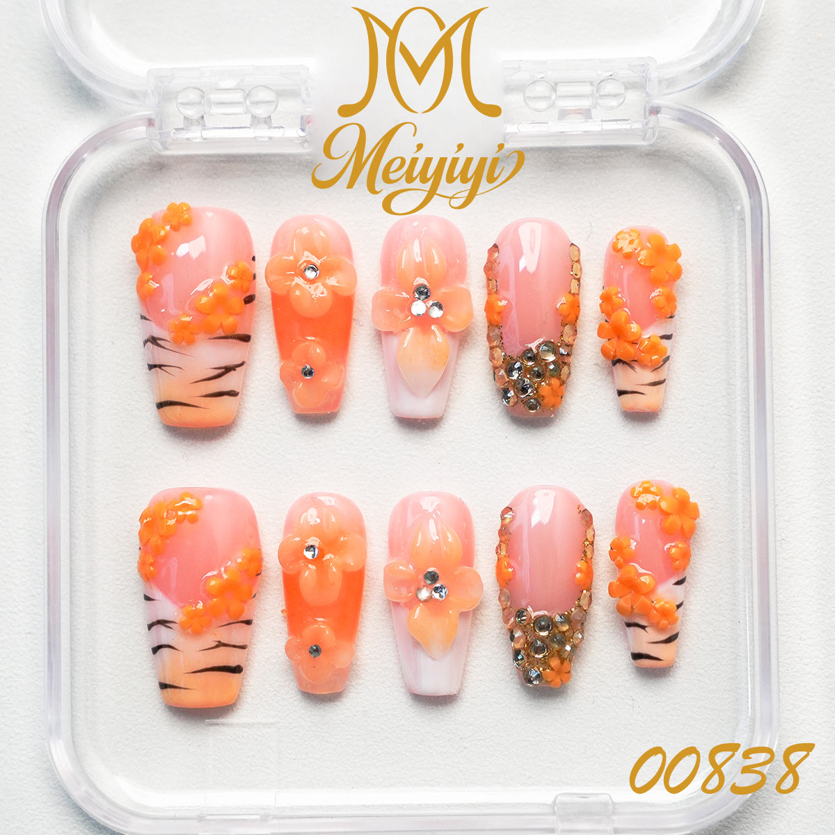 00838-MYY's designer original high-end design customized luxury hand-painted wearable nail art