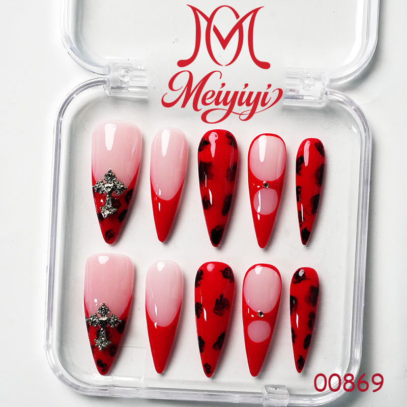 00869-MYY's designer original high-end design customized luxury hand-painted wearable nail art
