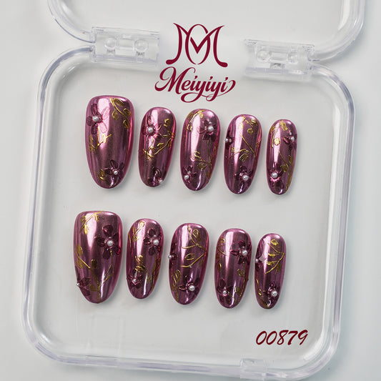 00879-MYY's designer original high-end design customized luxury hand-painted wearable nail art