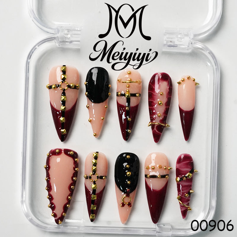 00906-MYY's designer original high-end design customized luxury hand-painted wearable nail art