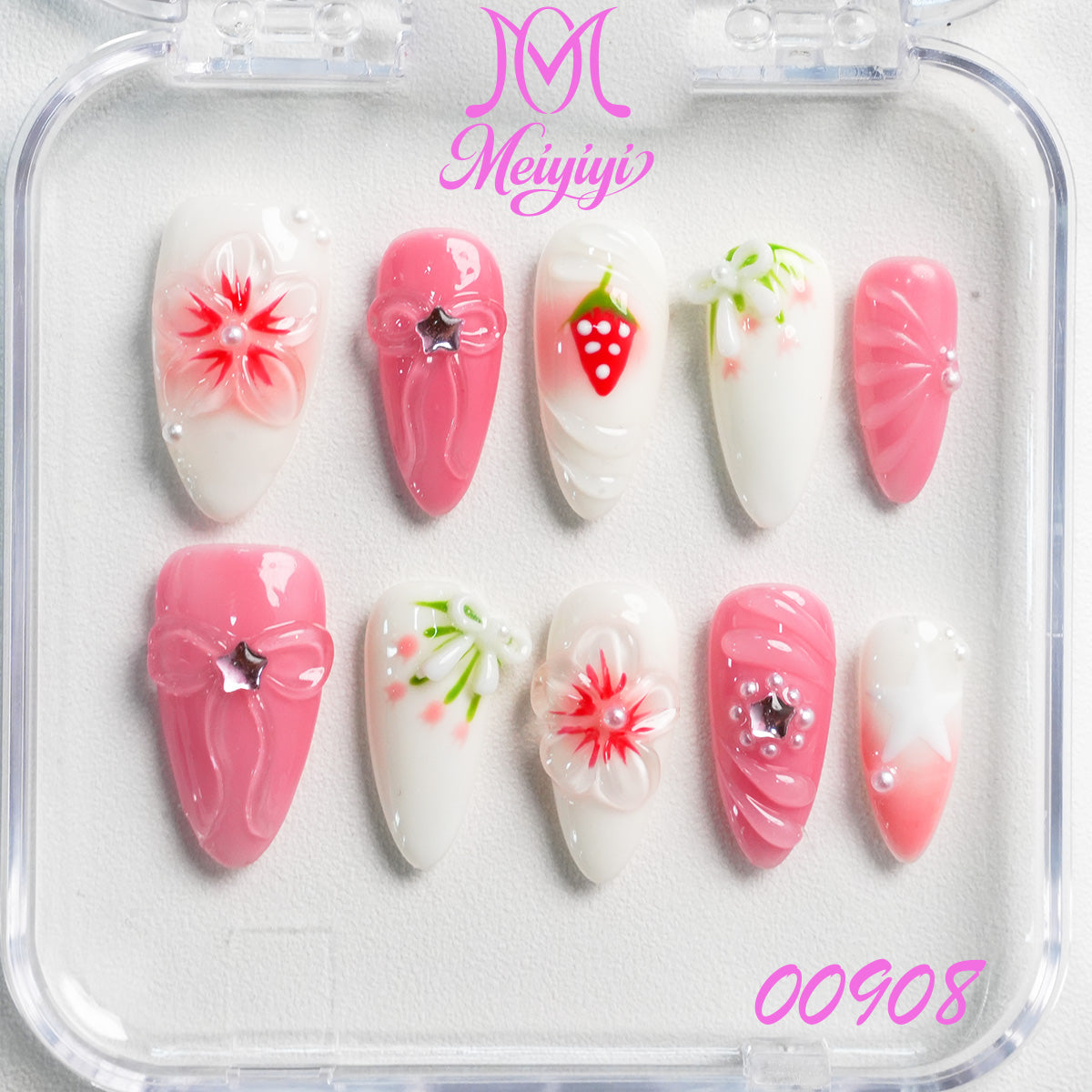00908-MYY's designer original high-end design customized luxury hand-painted wearable nail art