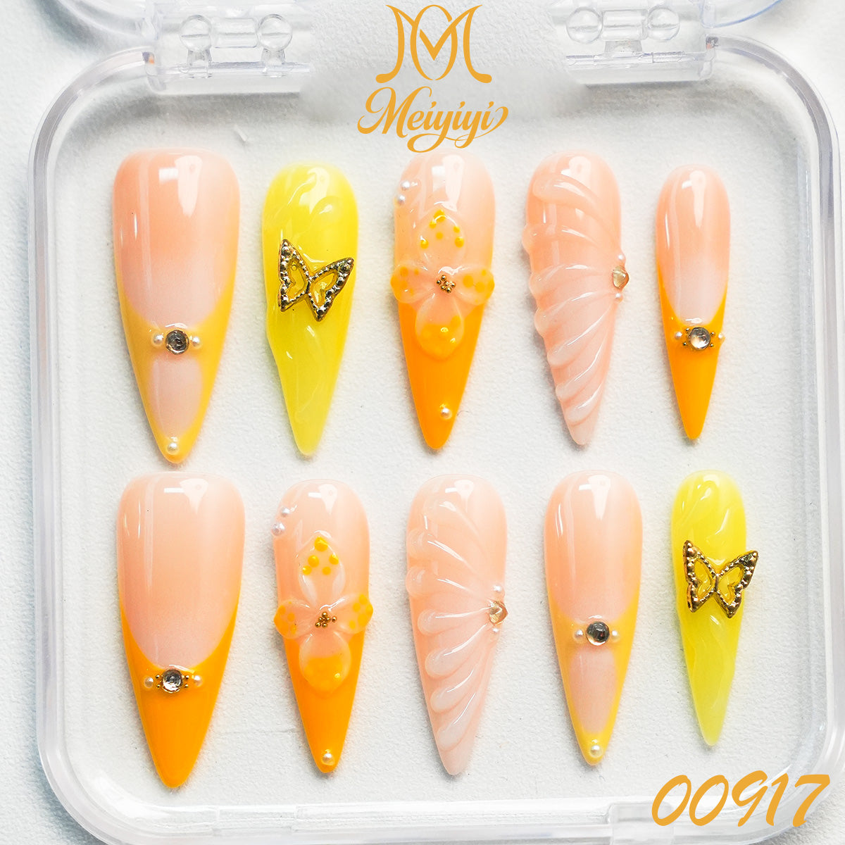 00917-MYY's designer original high-end design customized luxury hand-painted wearable nail art