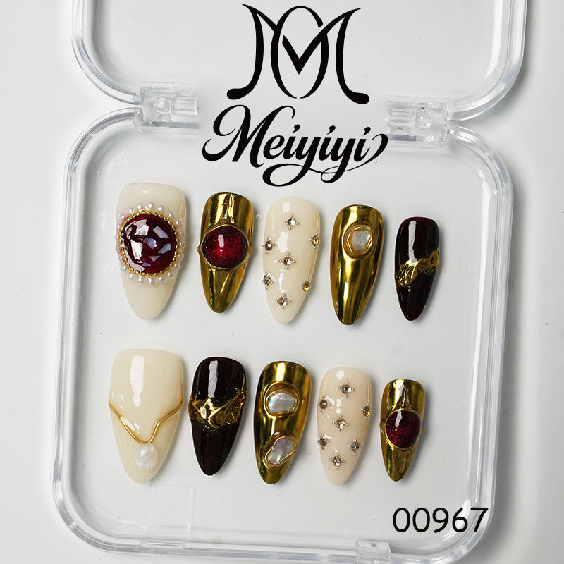 00967-MYY's designer original high-end design customized luxury hand-painted wearable nail art