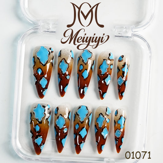 01071-MYY's designer original high-end design customized luxury hand-painted wearable nail art