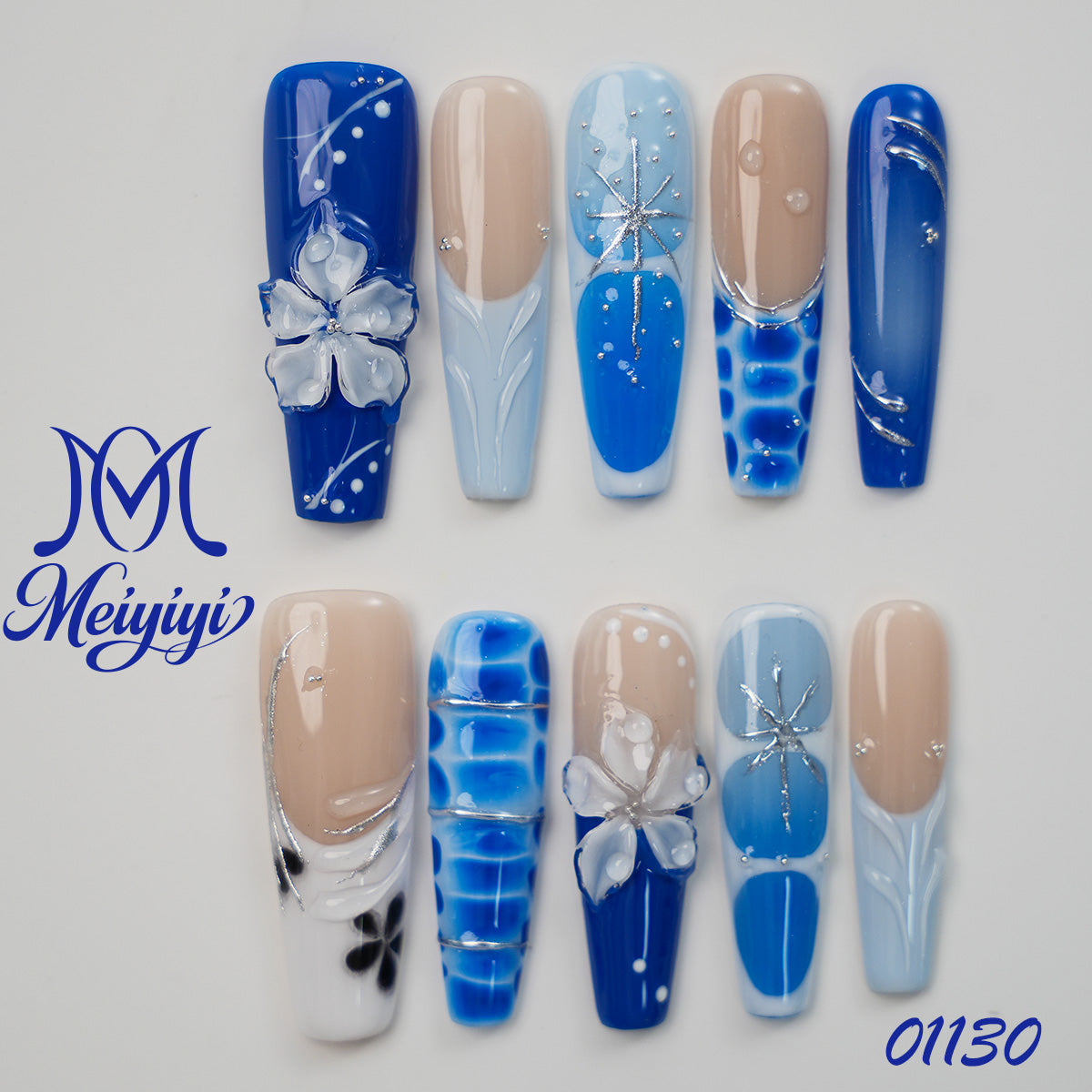 01130-MYY's designer original high-end design customized luxury hand-painted wearable nail art