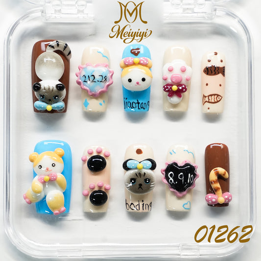 01262-MYY's designer original high-end design customized luxury hand-painted wearable nail art