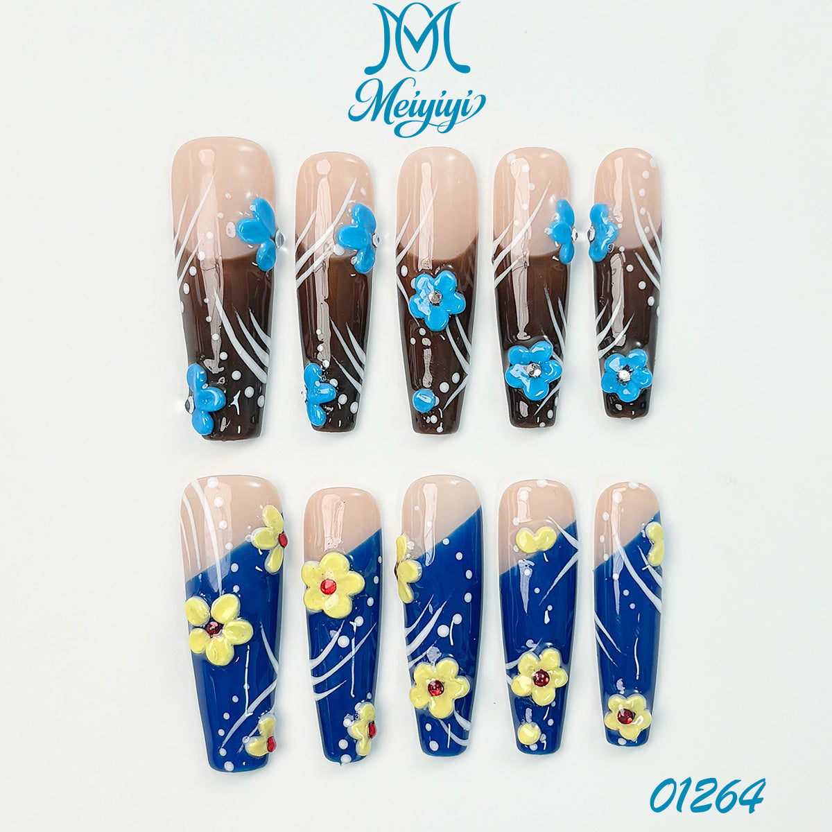 01264-MYY's designer original high-end design customized luxury hand-painted wearable nail art
