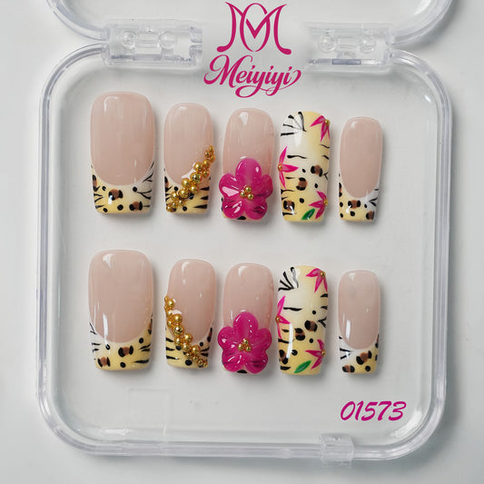 01573-MYY's designer original high-end design customized luxury hand-painted wearable nail art