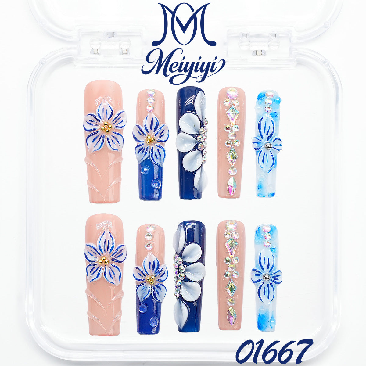 01667-MYY's designer original high-end design customized luxury hand-painted wearable nail art