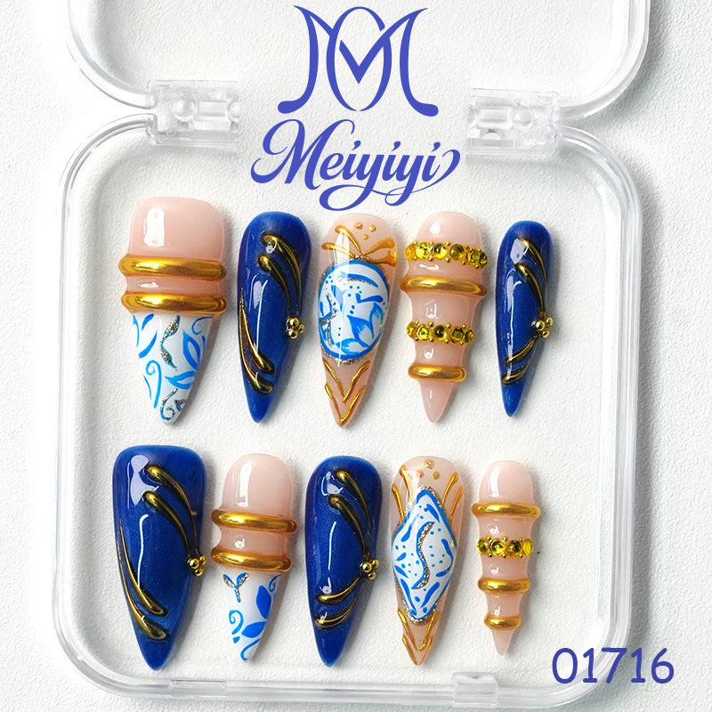01716-MYY's designer original high-end design customized luxury hand-painted wearable nail art
