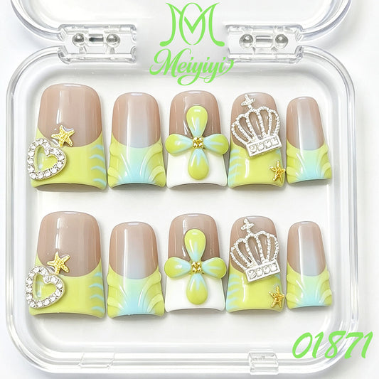 01871-MYY's designer original high-end design customized luxury hand-painted wearable nail art