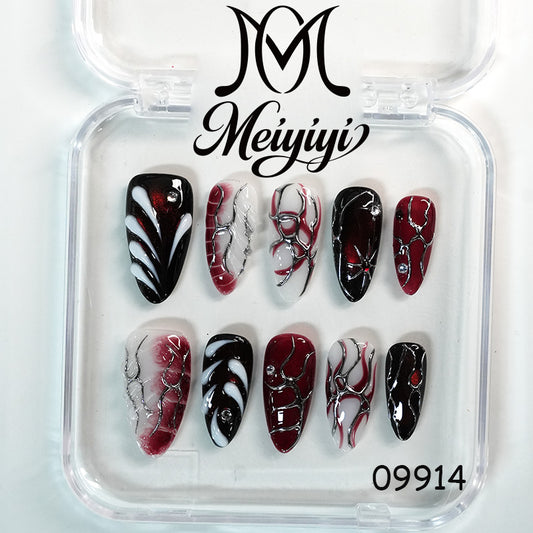 09914-MYY's designer original high-end design customized luxury hand-painted wearable nail art