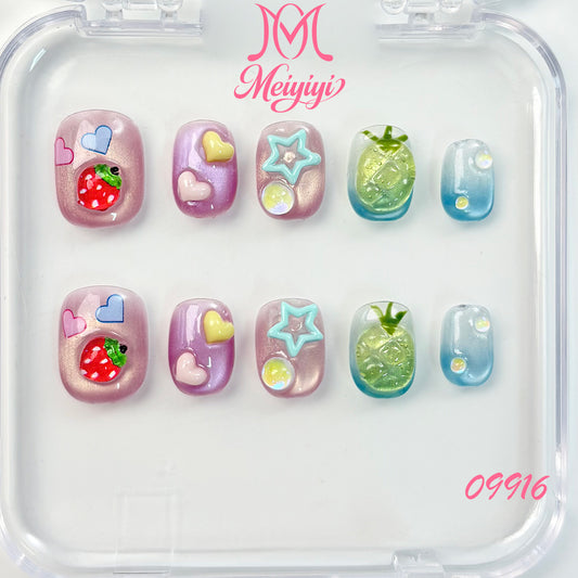 09916-MYY's designer original high-end design customized luxury hand-painted wearable nail art
