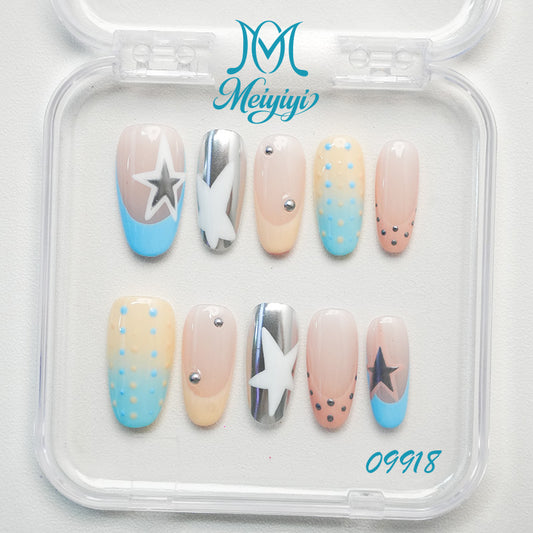 09918-MYY's designer original high-end design customized luxury hand-painted wearable nail art