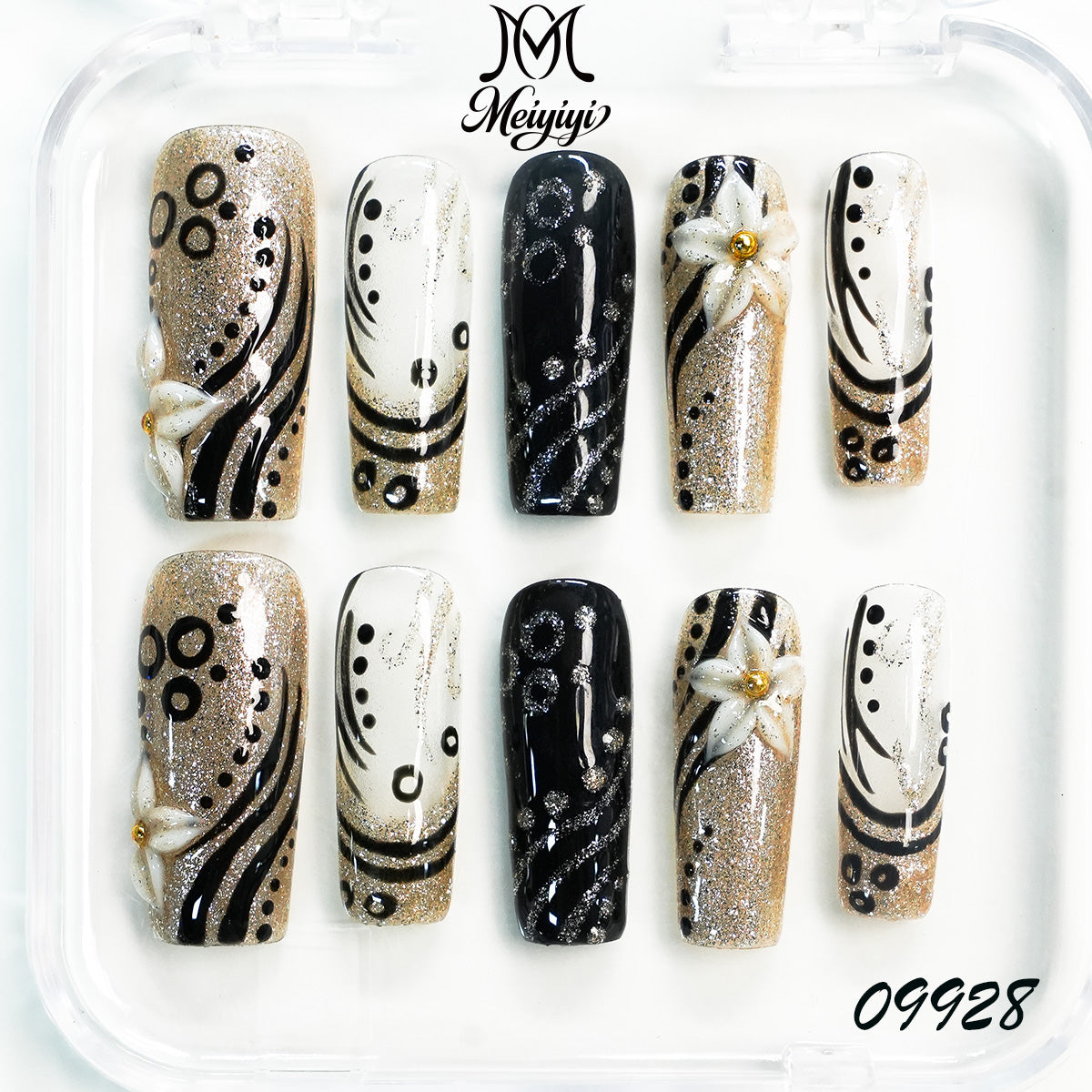 09928-MYY's designer original high-end design customized luxury hand-painted wearable nail art
