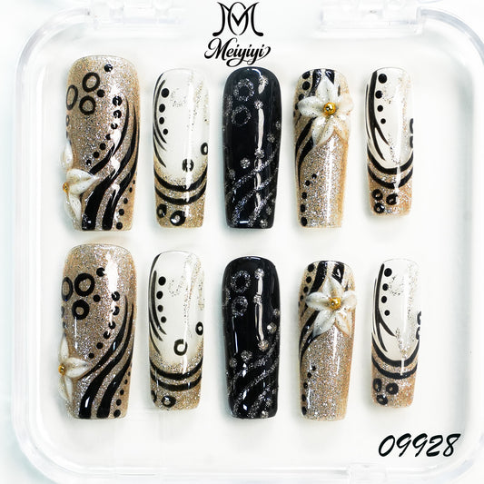 09928-MYY's designer original high-end design customized luxury hand-painted wearable nail art