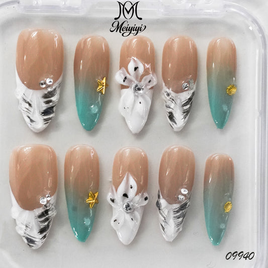 09940-MYY's designer original high-end design customized luxury hand-painted wearable nail art