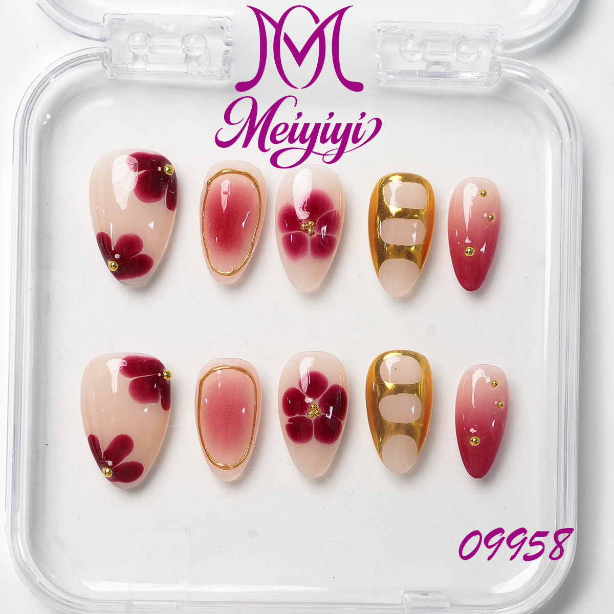 09958-MYY's designer original high-end design customized luxury hand-painted wearable nail art
