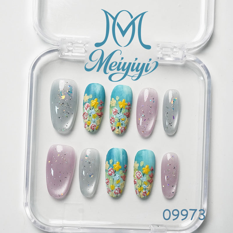 09973-MYY's designer original high-end design customized luxury hand-painted wearable nail art