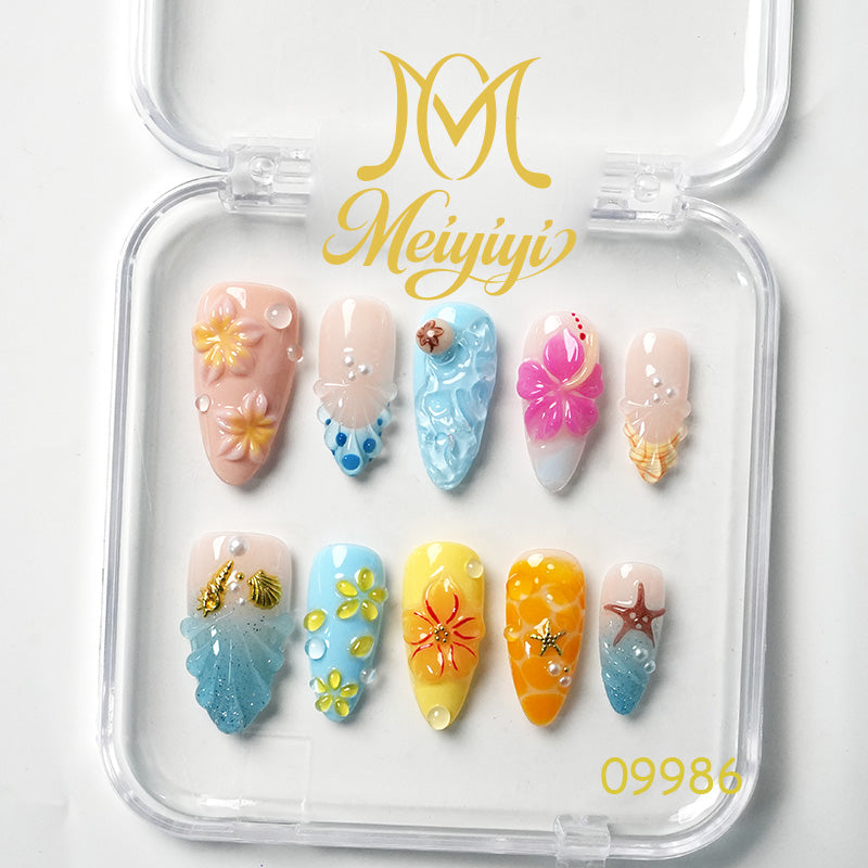 09986-MYY's designer original high-end design customized luxury hand-painted wearable nail art