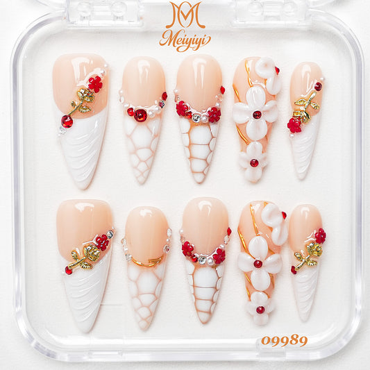 09989-MYY's designer original high-end design customized luxury hand-painted wearable nail art