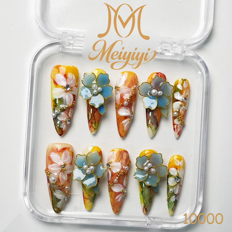 10000-MYY's designer original high-end design customized luxury hand-painted wearable nail art
