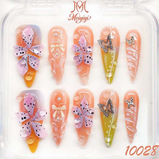 10028-MYY's designer original high-end design customized luxury hand-painted wearable nail art